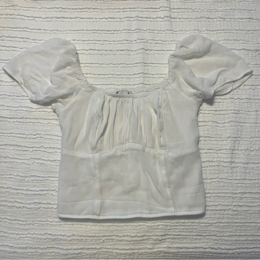 Ruched Corset Puff Sleeve Top